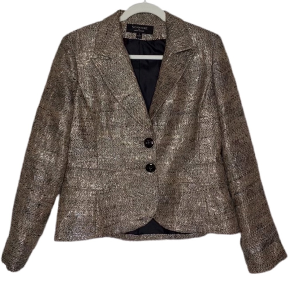 Signature by Larry Levine Metallic Gold Blazer 12